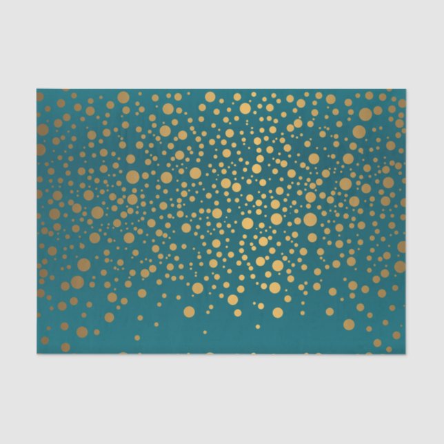 Dark Teal and Metallic Gold Confetti Tissue Paper (Front)