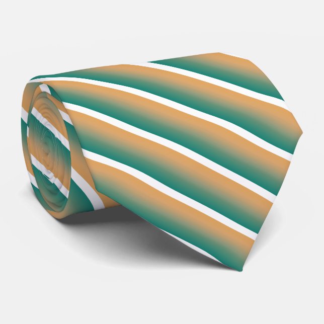 Dark Teal and Orange Striped Tie (Rolled)