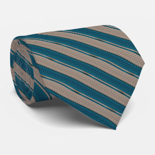 Dark Teal and Tan Polka Dot Stripes Tie
