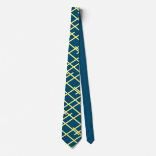 Dark teal and Yellow Stripes wedding Neck Tie