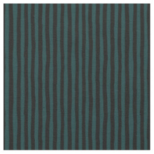 Dark Teal & Black Wonky Stripes Fabric
