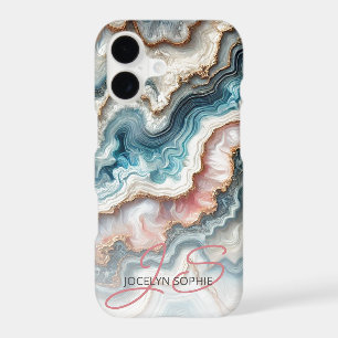 Dark Teal Blue Blush Pink Gold Marble Art Pattern