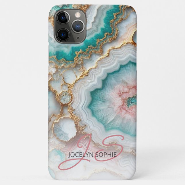 Dark Teal Blue Blush Pink Gold Marble Art Pattern Case-Mate iPhone Case (Back)