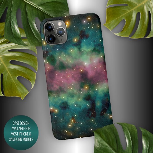 Dark Teal Blue Green Pink Purple Milkyway Galaxy iPhone Case (Creator Uploaded)