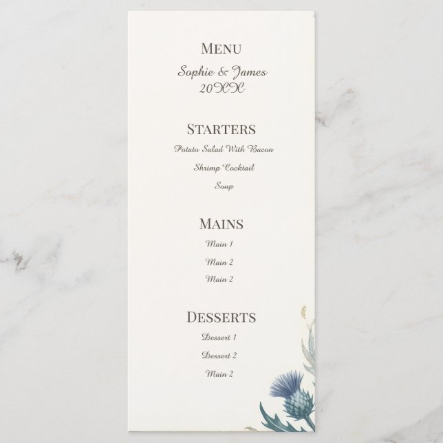Dark Teal Celtic  Menu (Front)