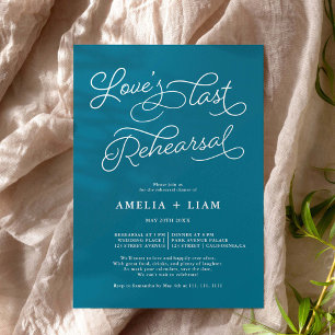 Dark teal chic Love last rehearsal dinner Invitation