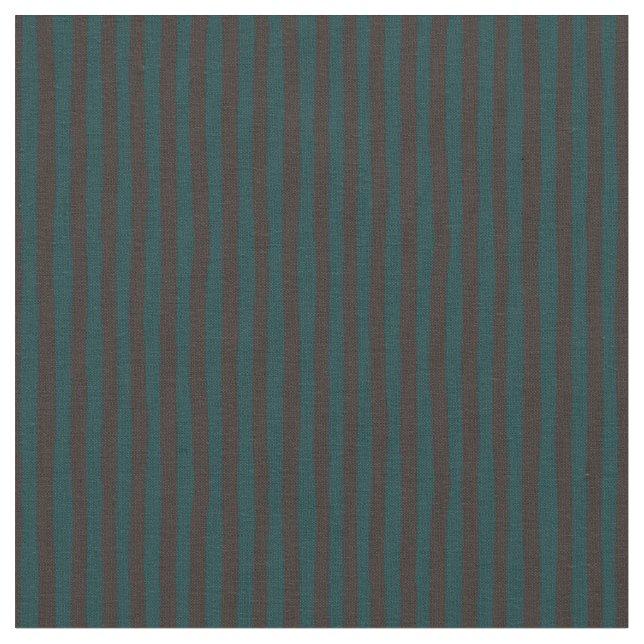Dark Teal & Dark Brown Wonky Stripes Fabric (Close Up)