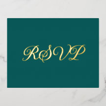 Dark Teal Elegant Co-Starring Foil RSVP Card