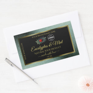 Dark Teal Glitter Black Product Label Ladybug Logo