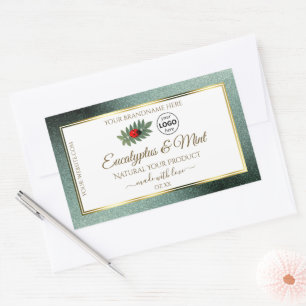 Dark Teal Glitter White Product Label Ladybug Logo