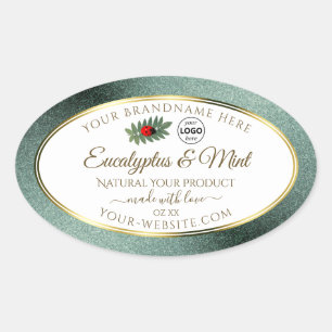 Dark Teal Glitter White Product Label Ladybug Logo