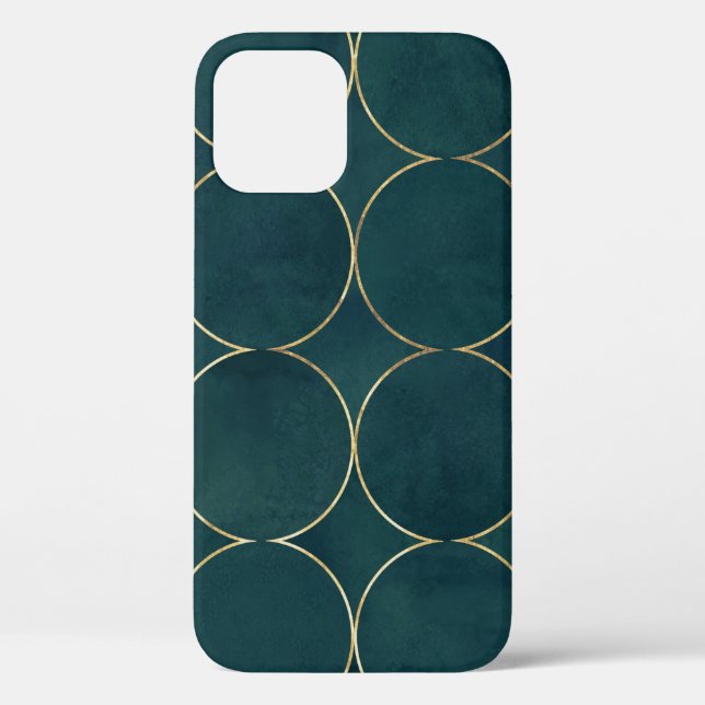 Dark Teal, Gold Circles Watercolor. Case-Mate iPhone Case (Back)