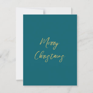 Dark Teal & Gold Colours Merry Christmas Postcard