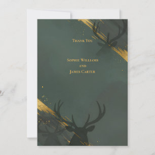 Dark Teal Gold Personalised Scottish Highland Wedd Invitation