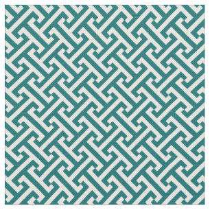 Dark Teal Greek Key Pattern Fabric