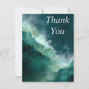 Dark Teal Green Abstract Watercolor Thank You Card