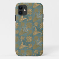 dark teal green and gold damask