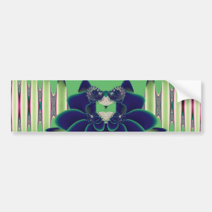 Dark Teal Lotus Fractal Botanical Art Bumper Sticker