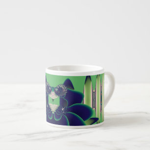 Dark Teal Lotus Fractal Botanical Art Espresso Cup