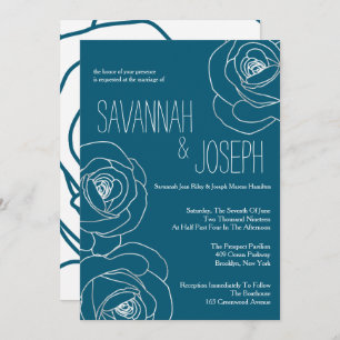 Dark Teal Modern Matrimony, Wedding Invitations