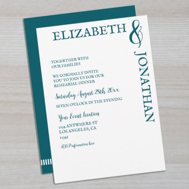 Dark Teal Modern Typography Rehearsal Dinner Invitation (Creator Uploaded)