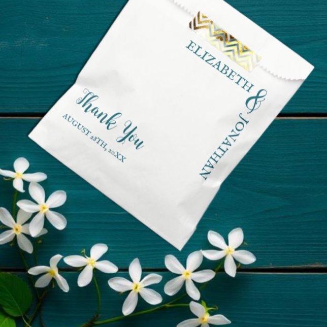 Dark Teal Modern Typography Wedding Favour Bags (Creator Uploaded)