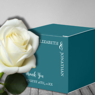 Dark Teal Modern Typography Wedding Favour Box