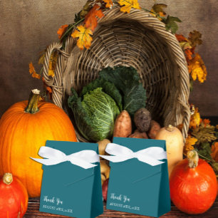 Dark Teal Modern Typography Wedding Favour Box