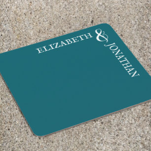 Dark Teal Modern Typography Wedding Square Paper Coaster