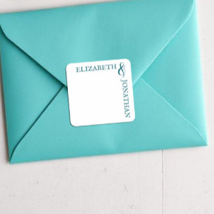 Dark Teal Modern Typography Wedding Square Sticker