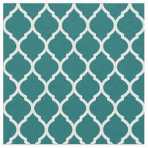 Dark Teal Moroccan Quatrefoil Fabric