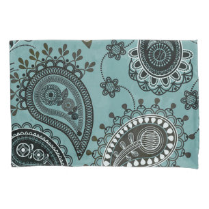 Dark teal paisley pillowcase