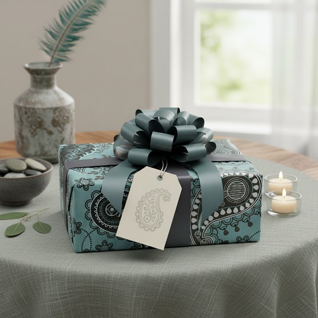 Dark teal paisley wrapping paper (Creator Uploaded)