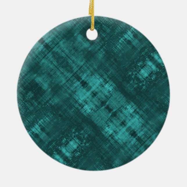 Dark Teal Pattern *Customise* Ceramic Tree Decoration (Back)