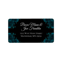 Dark Teal Roses Wedding Address Labels