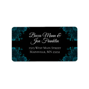 Dark Teal Roses Wedding Address Labels