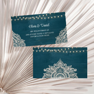 Dark Teal Rustic Elegance Registry Insert Card