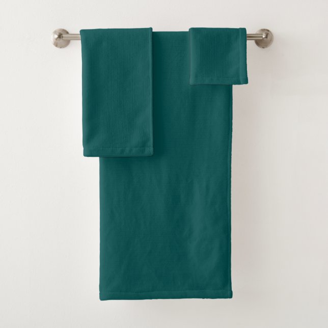 Dark Teal Solid Colour Bath Towel Set (Insitu)