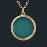 Dark Teal Solid Colour Gold Plated Necklace<br><div class="desc">Dark Teal Solid Colour. Modern Colour.</div>