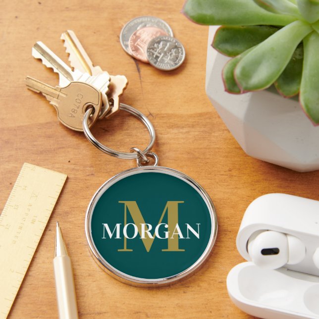 Dark Teal Solid Colour Key Ring (Desk)