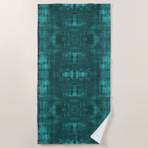Dark Teal subtle Pattern Suede look Beach Towel