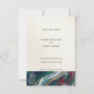 Dark Teal Thistle Save the Date Card
