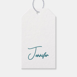 Dark Teal Trend Modern Minimalist Handwriting Name Gift Tags