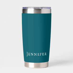 Dark Teal Trendy Modern Minimalist Your Name Insulated Tumbler