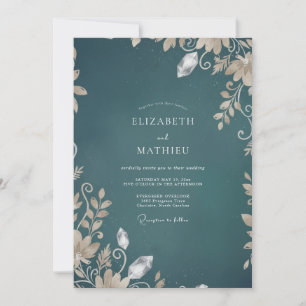 Dark Teal Vine Wedding Invitation