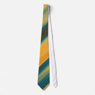 Dark Teal Yellow Orange Abstract Stripes Tie