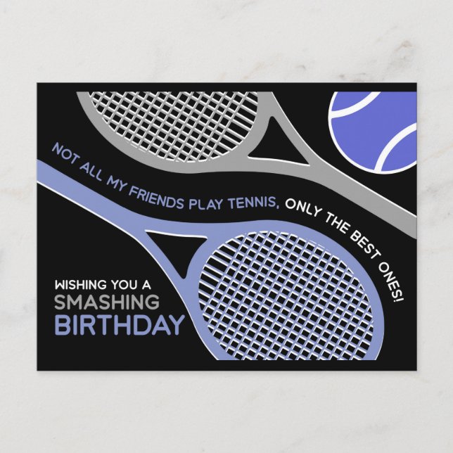 Dark Tennis 🎾  Happy Birthday Postcard (Front)
