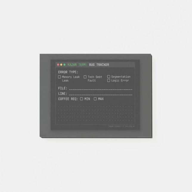 Dark Terminal Bug Tracker Software Engineer Post-i Post-it Notes (Front)