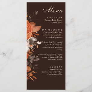 Dark Terracotta and Burnt Orange Wedding Menu