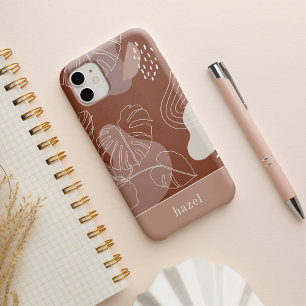 Dark Terracotta Boho Tropical Monstera Leaf iPhone 13 Case